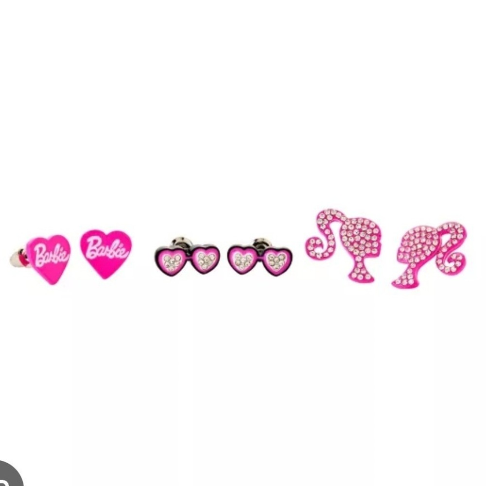 Barbie Logo Heart & Barbie Head 3-PK Earrings